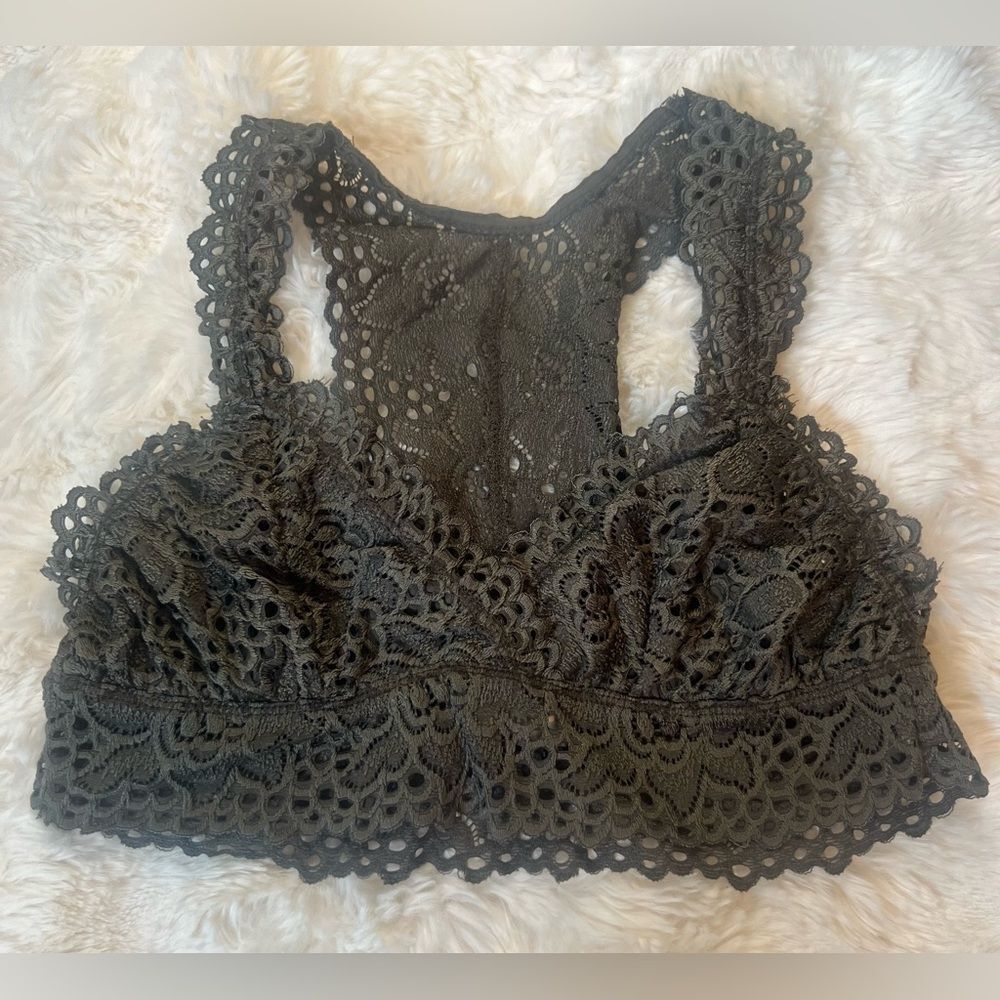 Altar'd State Olive Green Lace Bralette Size Medium Boho Festival Crop Top